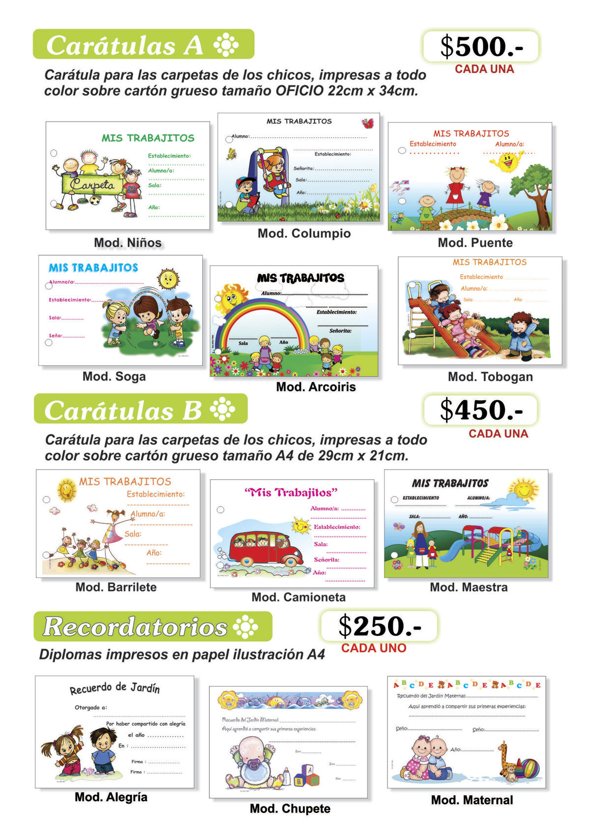 CARATULAS Y DIPLOMAS DE JARDIN